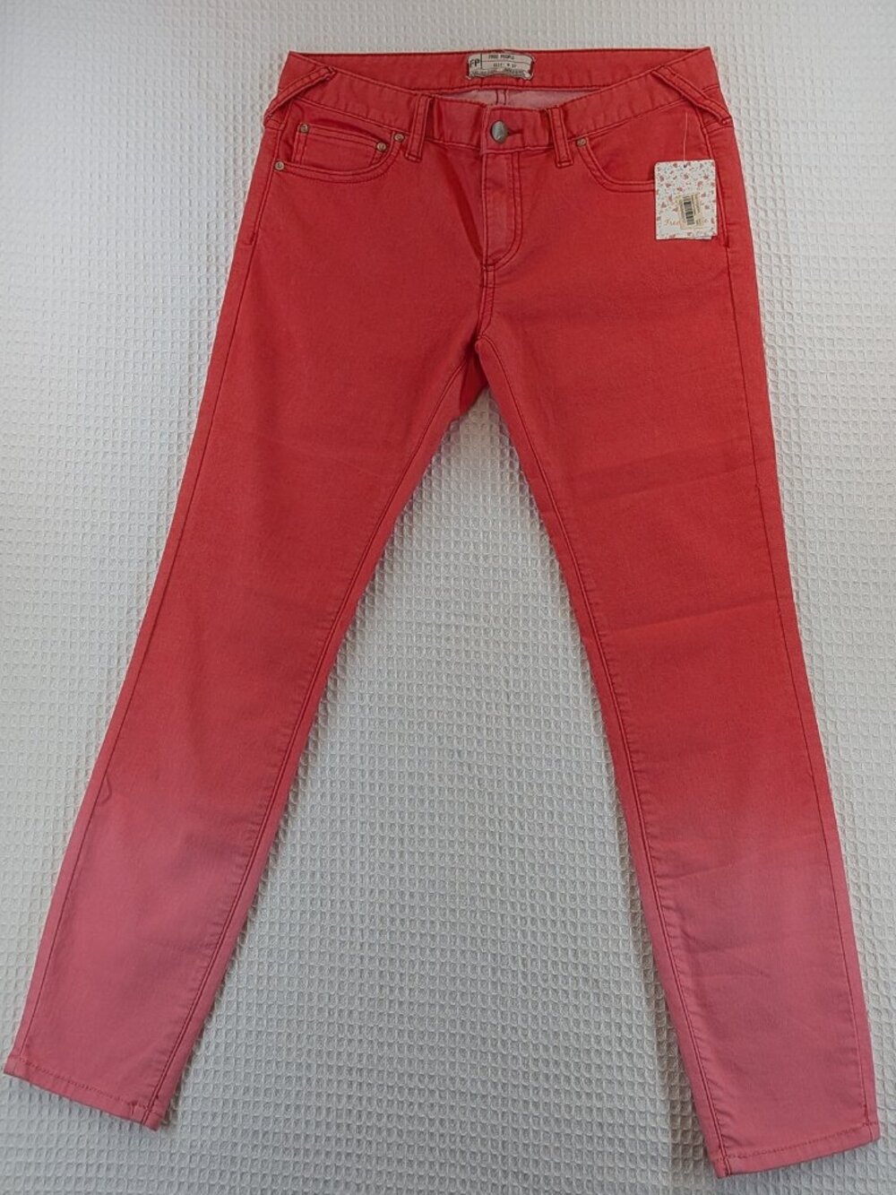 NWT Free People Red Fire Ombre Skinny Jeans 27